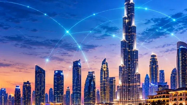 Dubai skyline at blue hour, host city of the first AirSwipe Global AI event of 2027