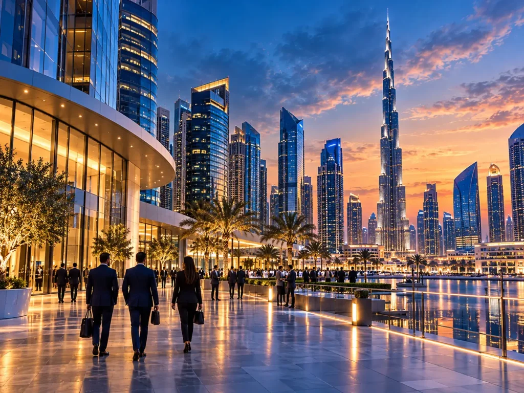Dubai business district skyline at dusk, context for choosing an AI infrastructure provider in the UAE