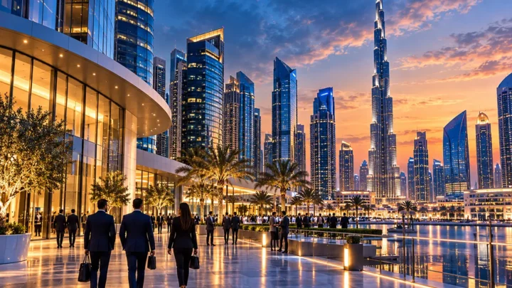 Dubai business district skyline at dusk, context for choosing an AI infrastructure provider in the UAE